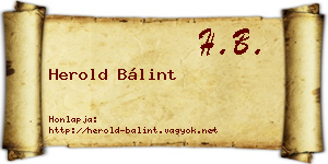 Herold Bálint névjegykártya